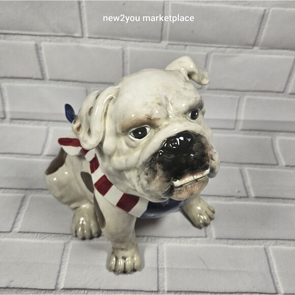 Blue Sky Bulldog Cookie Jar STARS AND STRIPES FOREVER Ceramic or a Dog treat jar - Picture 4 of 10